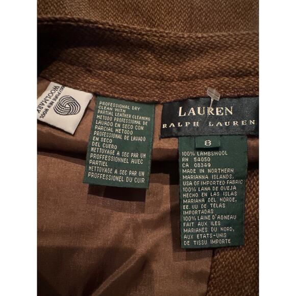 Vintage Lauren Ralph Lauren 100% Lambswool Brown tweed pencil skirt size 8 - Picture 12 of 12